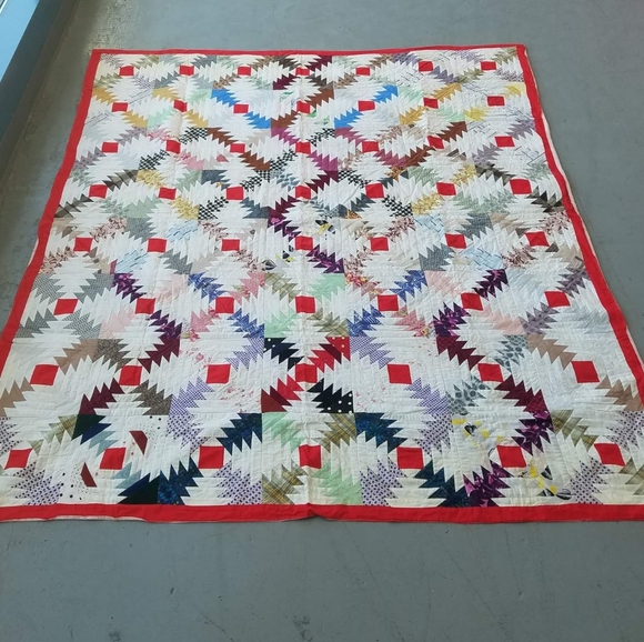 VINTAGE 60’S PATCHWORK QUILT KNIT MULTI PATTERN SQUARS VELOUR STRIPE REVERSIBLE - Picture 1 of 9